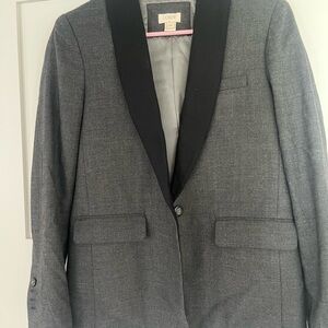 J. Crew Gray and Black Single Breasted Blazer with Classic Tailoring